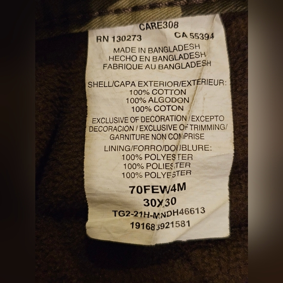 Wrangler Fleece Lined Camo Relaxed Fit Cargo Pants Men's Size 30x30 - Picture 8 of 12